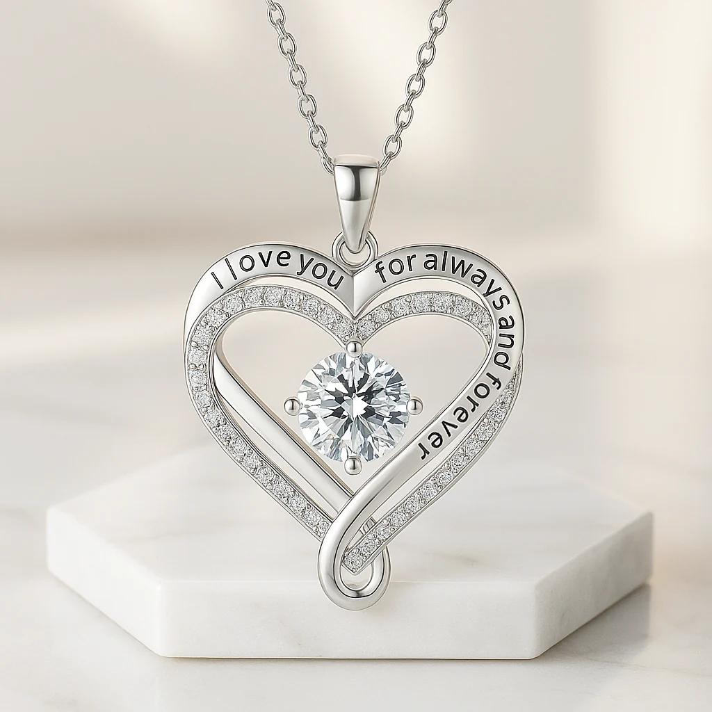 Engraved Heart Necklace for Wife with LED Box - Image 3
