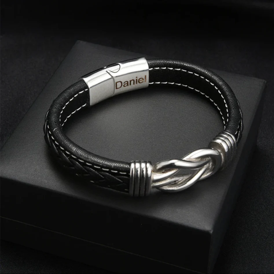 Son's Infinity Knot Bracelet Gift Set with Engraved Name - Image 3